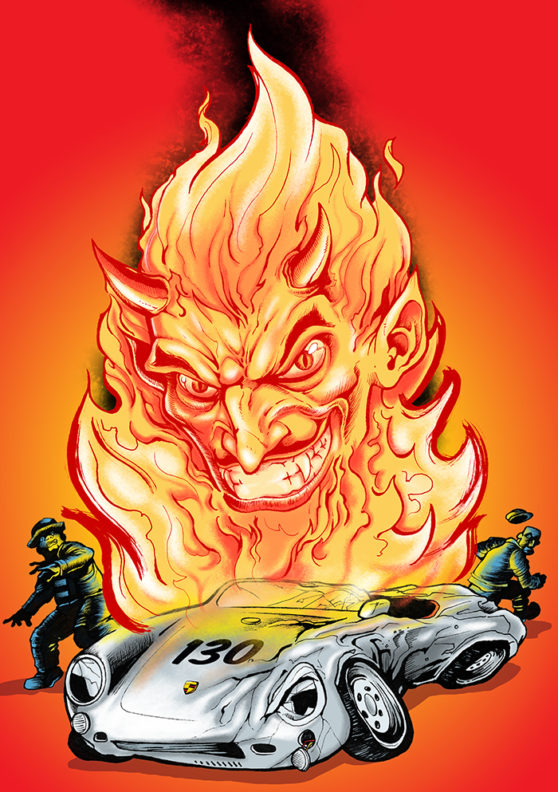 Illustration for The "Hobos, The Devil and James Dean's Car" Copyright (c) 2016 Cesar Valtierra used under license